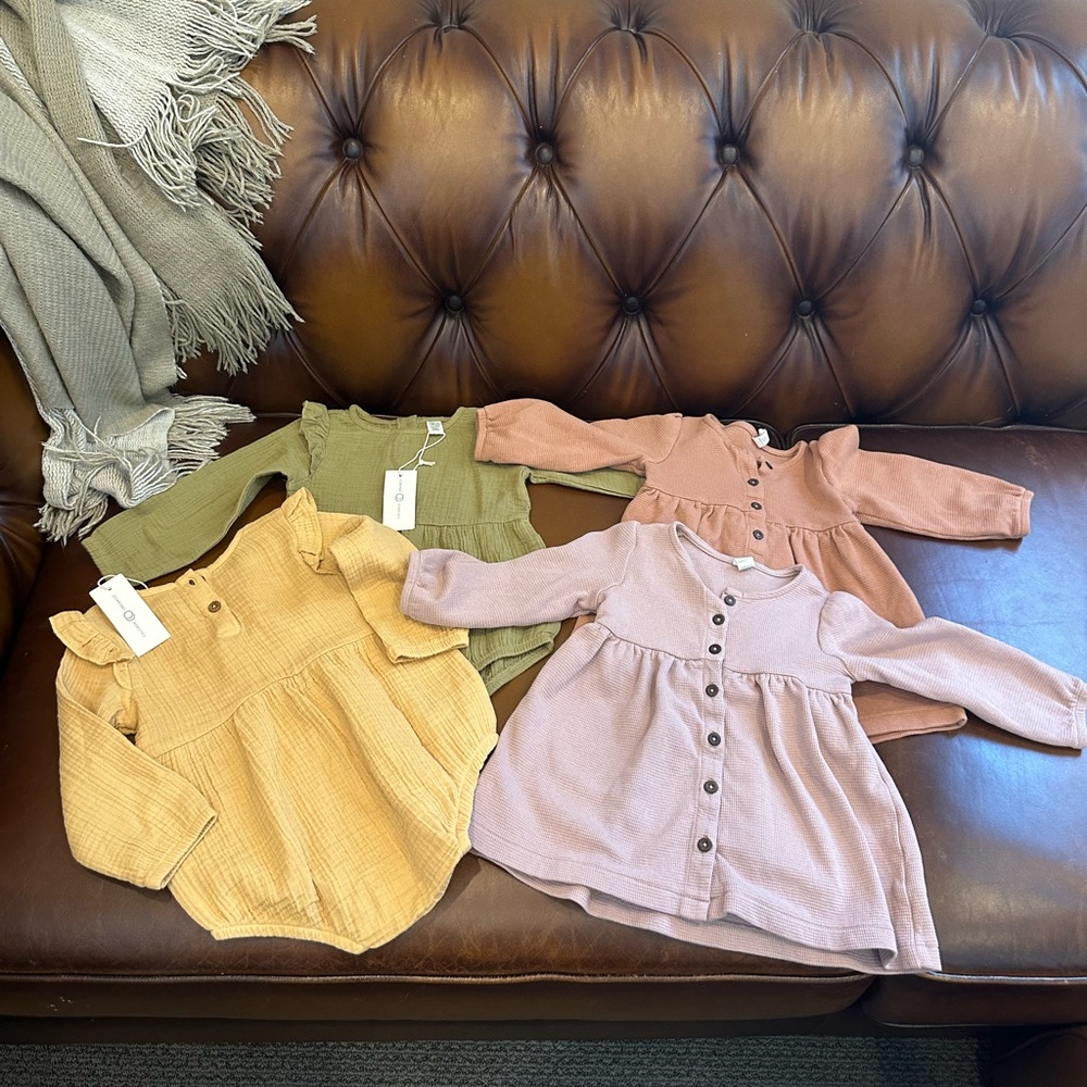 Colored Organics - Set of Four Baby Dresses in Earth Tones